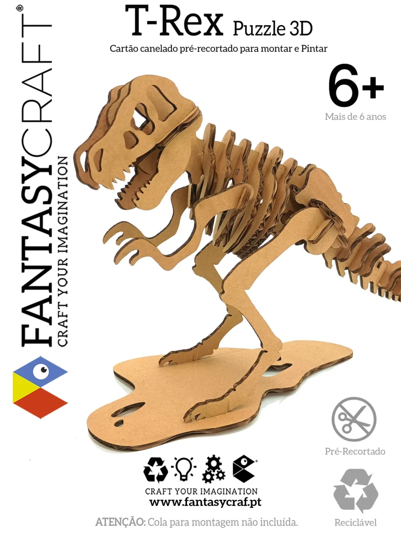 T-Rex em cartão - Puzzle 3D